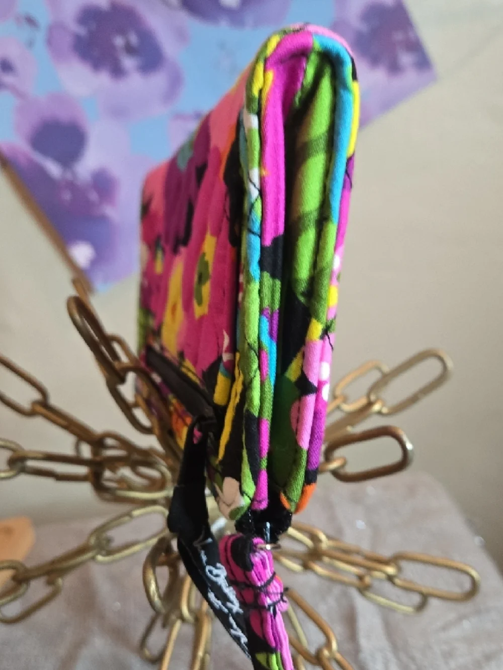 Vera Bradley Quilted Wristlet in Vibrant Pink, Yellow, Green & Blue Floral - Picture 4 of 12